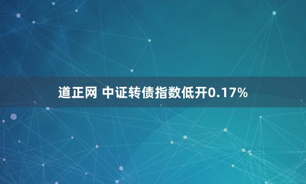 道正网 中证转债指数低开0.17%
