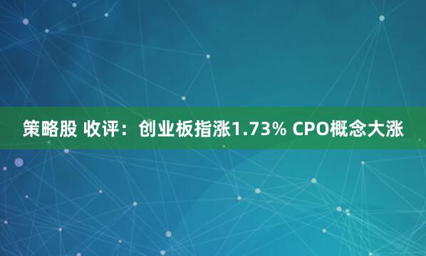 策略股 收评：创业板指涨1.73% CPO概念大涨